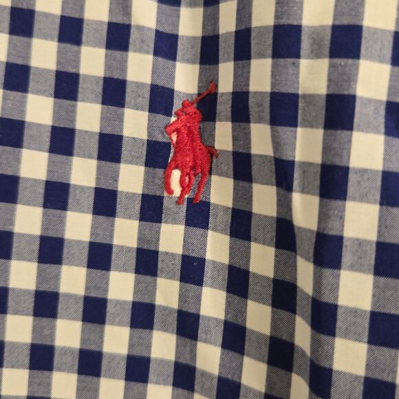 Polo Ralph Lauren Men’s Tall/Long XL Blue White Plaid Long Sleeve Button Up - Picture 4 of 7